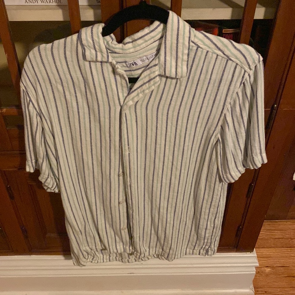 Striped Zara Camp Shirt Small